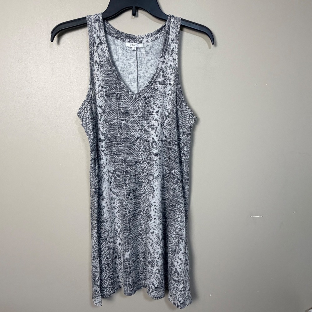 Z Supply Womens Tank Top S Grey Snakeskin V-Neck Knit Sleeveless ZD192121S